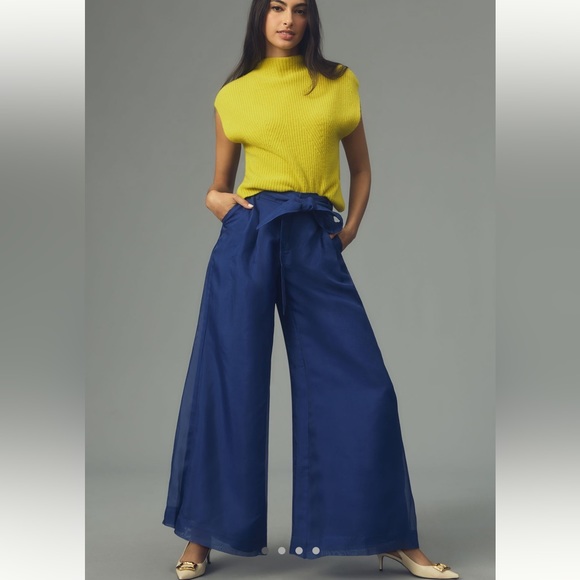 Anthropologie Pants - Stunning Anthropologie NWT Silk Organza SZ 8 wide leg pants w/pockets